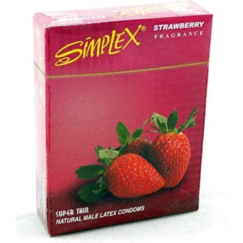 Simplex super thin StrawBerry flavored condom - pack of 3