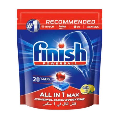 Finish All in One Lemon Sparkle Powerball Dishwasher Detergent tablets - 20 Tablets