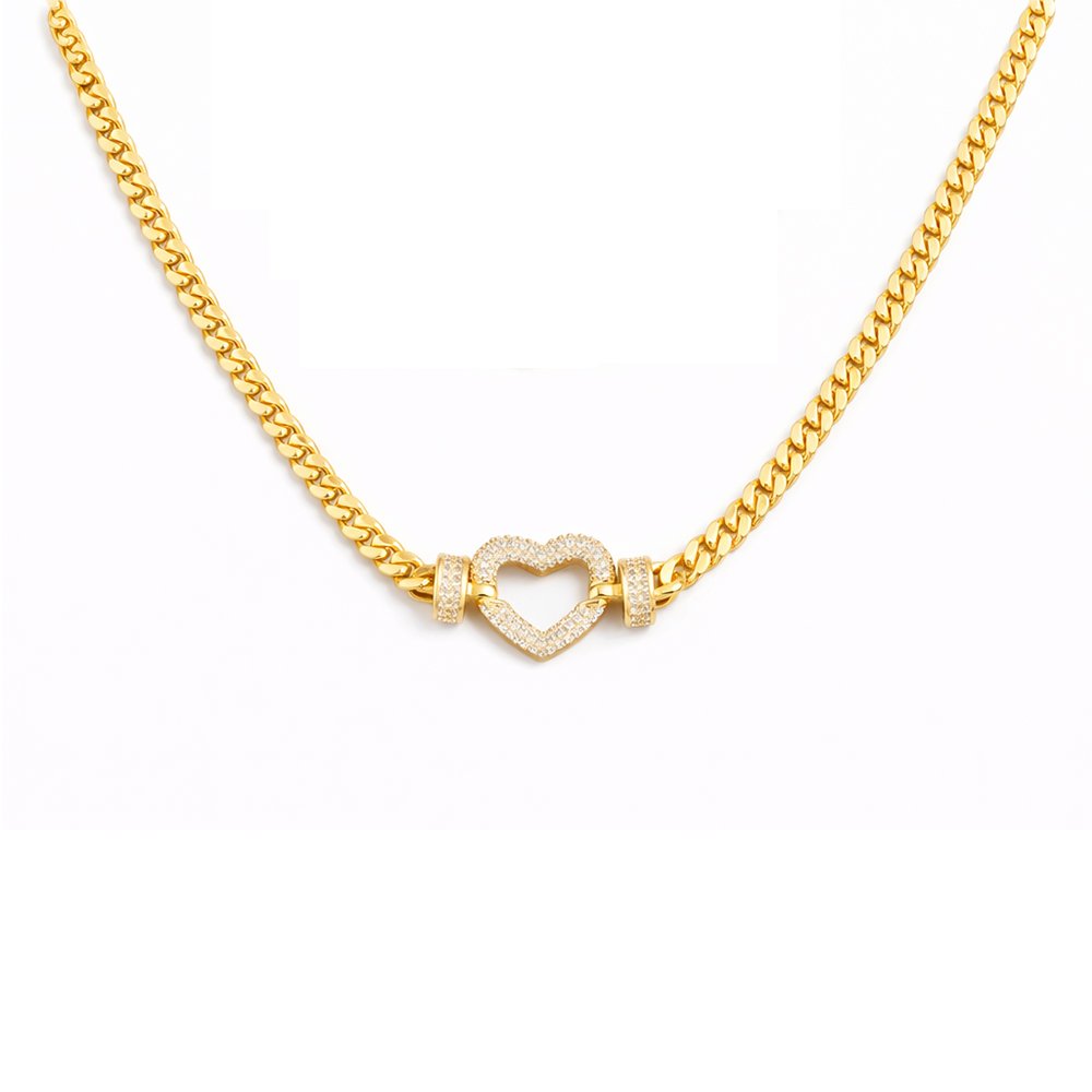 stainless steel collar heart-shaped studded