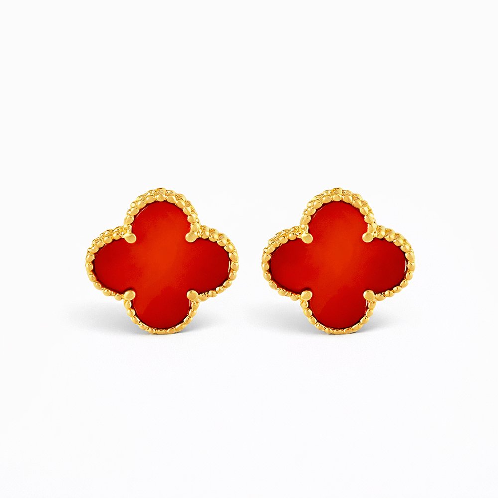 Van Cleef stainless steel earrings - red