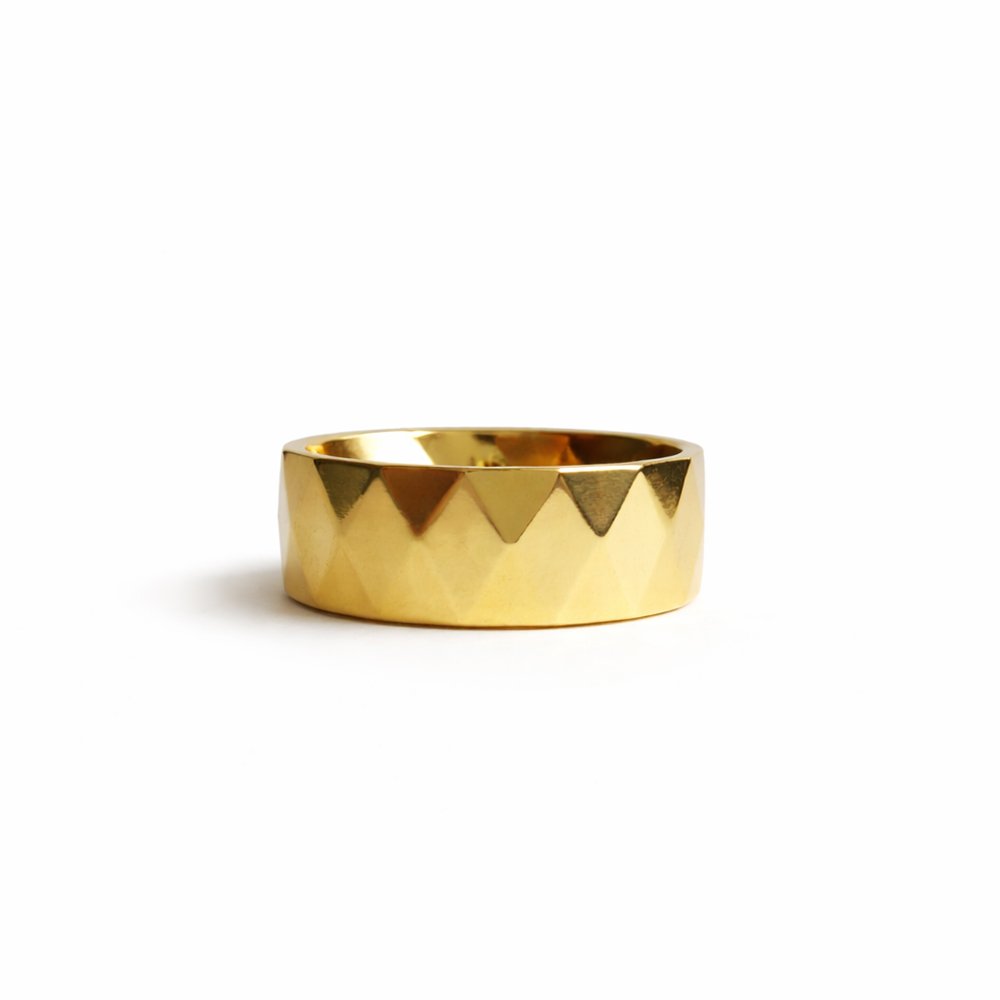 Wide Hexagonal Stainless Steel Ring
