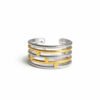 Stainless steel ring silver and gold free size - lines