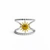 Stainless steel ring silver and gold free size - sun