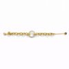 Stainless steel oval ring bracelet with a diamond-studded design