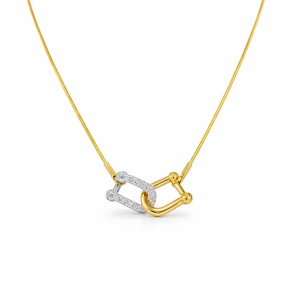 Stainless steel chain with Tiffany-style stones silver and gold