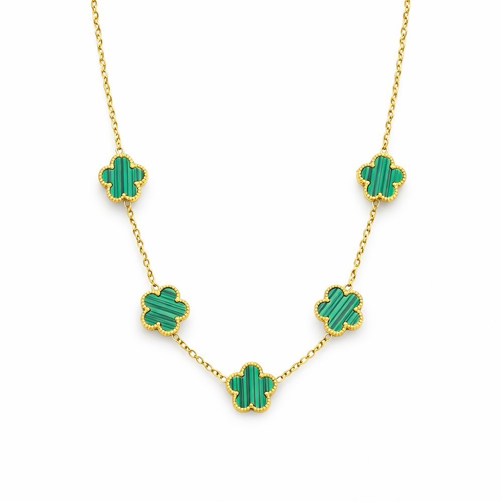 Stainless Steel Rose Pendant - Green