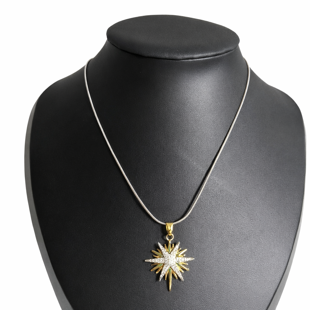 Stainless steel chain with a star design silver and gold