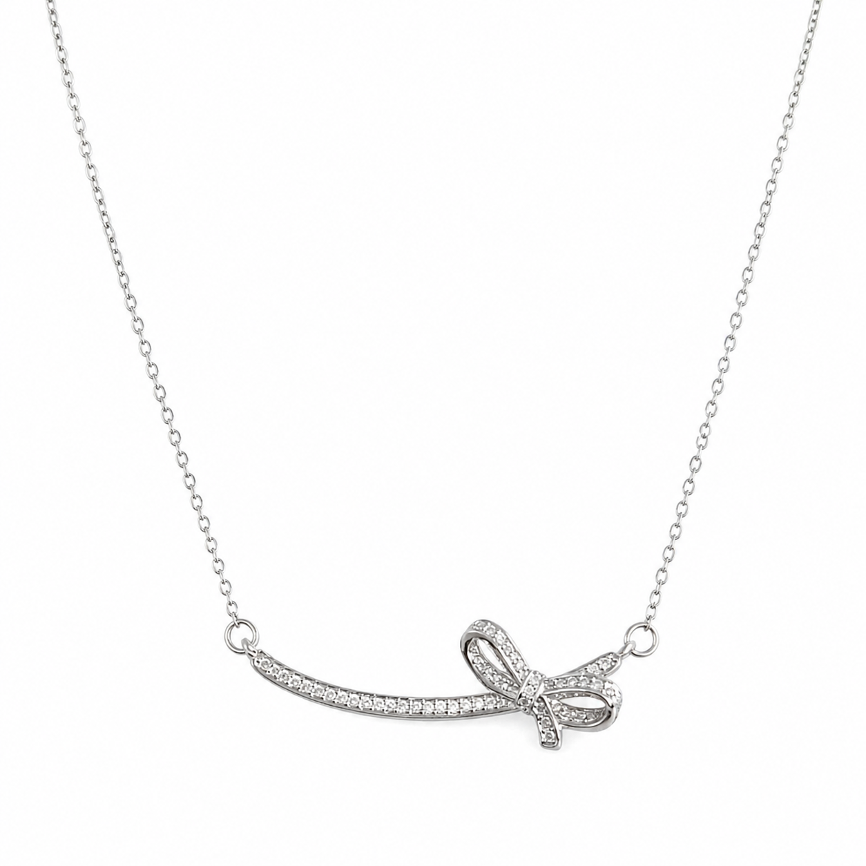 Silver Stainless Steel Bow Necklace