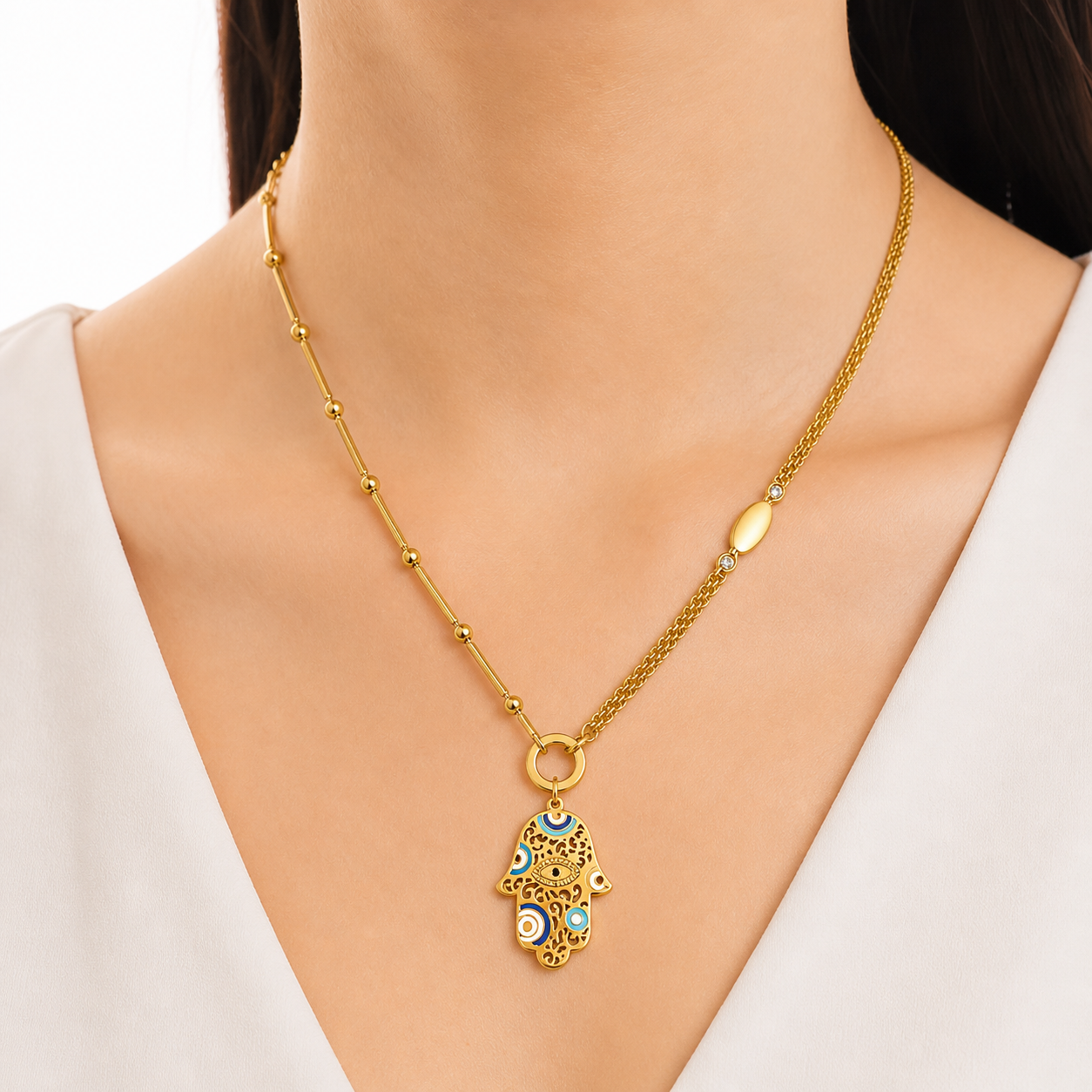Stainless Steel Hand Pendant Necklace