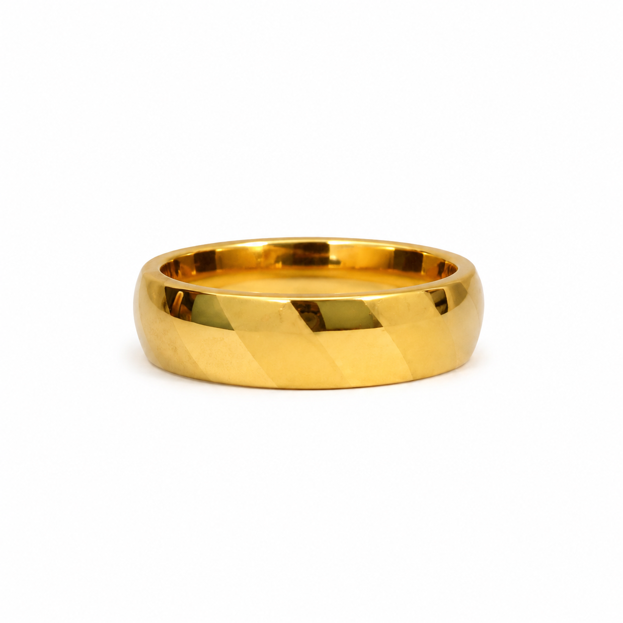 Stainless steel ring with slanted lines - thin