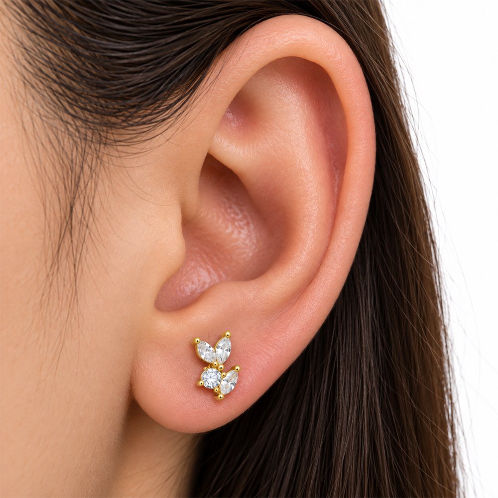 حلق بيرسينج استانلس ستيل نص وردة - ذهبي